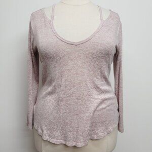 No Commnet Lightweight Pink Heather Sweater Knit Top 1X